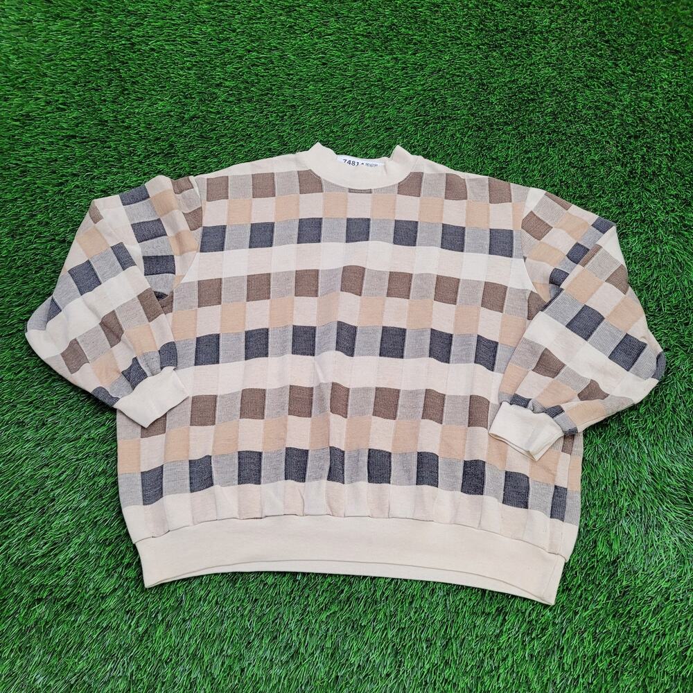 Vintage 80s MOD Sweater Womens 2XL/3XL 26x24 Checkered
